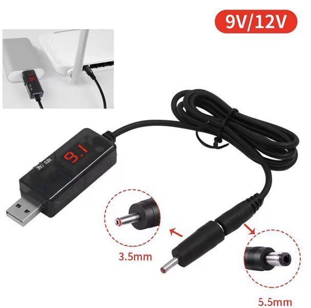 USB підвищувальний перетворювач 5V &rarr; 9V/12V з дисплеєм, DC 5.5&times;2.1 мм SKU-00183 фото