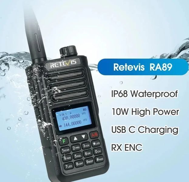 Retevis RA89 Рація USB-C зарядка IP68 10W Версія ЄС SKU-00133 фото