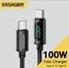 Кабель Essager USB Type-C &ndash; Type-C 100W PD с дисплеем, 2м, быстрая зарядка SKU-00137 фото 1