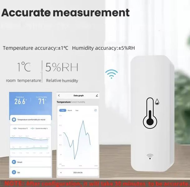 Датчик температури та вологості WiFi Tuya Smart 2.4GHz + батарейки | Розумний сенсор клімату Smart Life SKU-00143 фото
