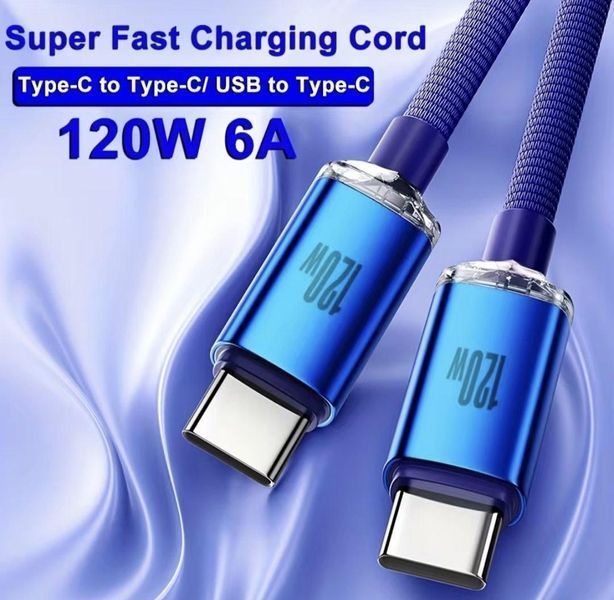Швидкий кабель Type-C 120W для заряджання 1m синій SKU-00306 фото