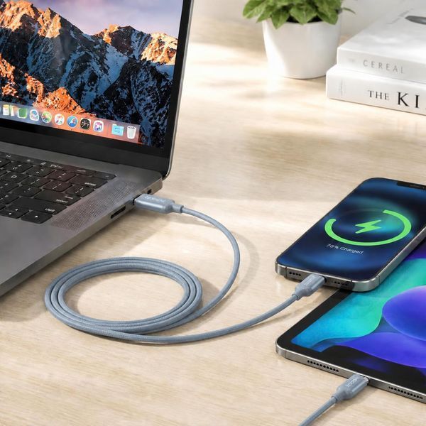 Кабель Toocki USB Type-C &ndash; Type-C 60 Вт PD, 2 м, синій SKU-00411 фото