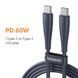 Кабель Toocki USB Type-C &ndash; Type-C 60 Вт PD, 2 м, синій SKU-00411 фото 1