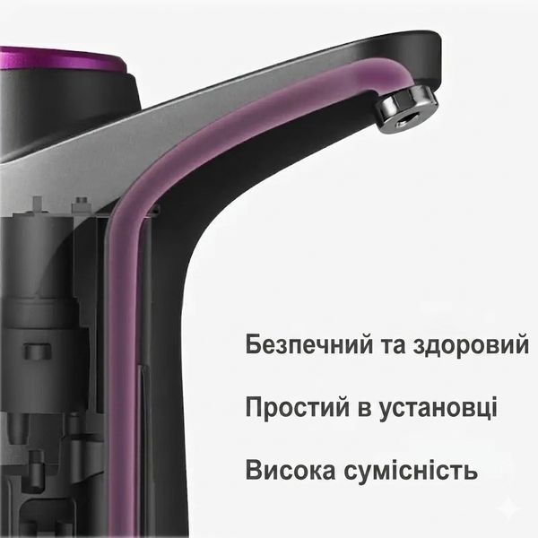 Електрична помпа для води автоматична (диспенсер на бутель) з дозатором 600 мл та зарядкою Type-C SKU-00216 фото