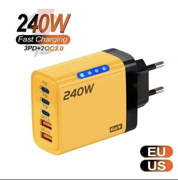 Зарядний пристрій USB Type-c 240w GaN Жовтий CHG-0002 фото