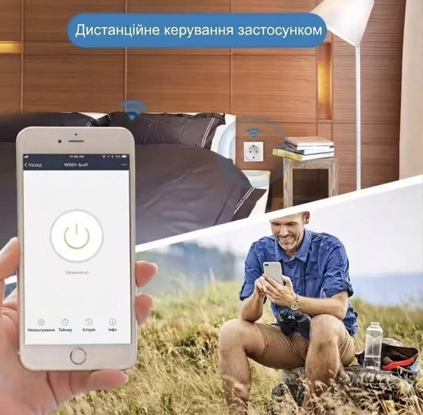 WIFI Смарт розетка Tuya Smart 20А з лічильником електроенергії (Білий) SKU-00075 фото