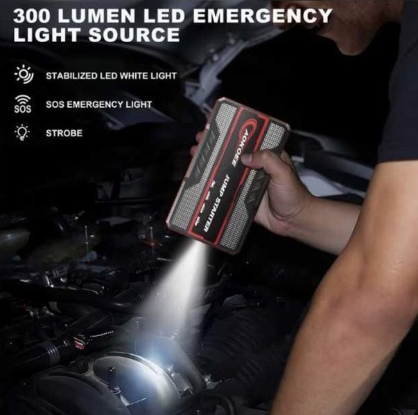 Пусковий пристрій для авто 12 V 1200 A бустер з LED-ліхтарем і клемами SKU-00055 фото