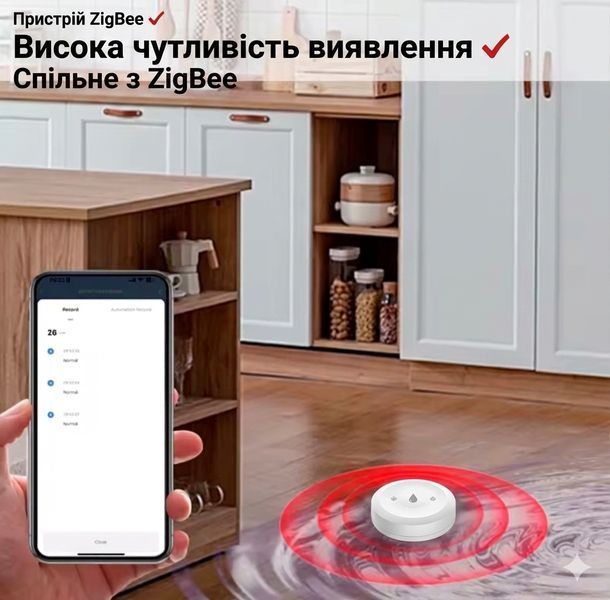 Розумний бездротовий датчик витоку та затоплення води Zigbee, водонепроникний IP68 SKU-00229 фото