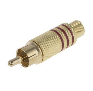 Штекер RCA (тюльпан) золоченый, с красной полосой (KLS1-RCA-PM03-G-R-W-6.5) SKU-00377 фото