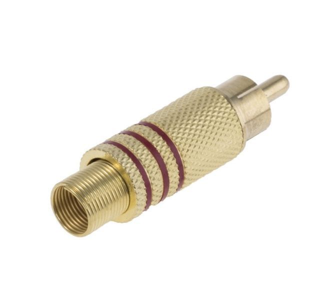 Штекер RCA (тюльпан) золочений, з червоною смугою (KLS1-RCA-PM03-G-R-W-6.5) SKU-00377 фото