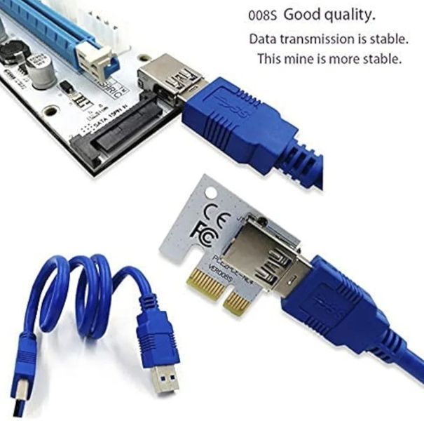 PCE164P-N06 ver. 008S райзер универсальный PCI-E 1х - PCIE 16x (1X 4x 8x) USB 3.0 питание 4 pin Molex 6 pin SKU-00285 фото