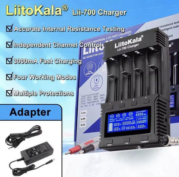 Устройство зарядки LiitoKala Lii-700 для аккумуляторов 18650, AA, AAA | 1Интеллектуальная зарядка с тестером е SKU-00112 фото