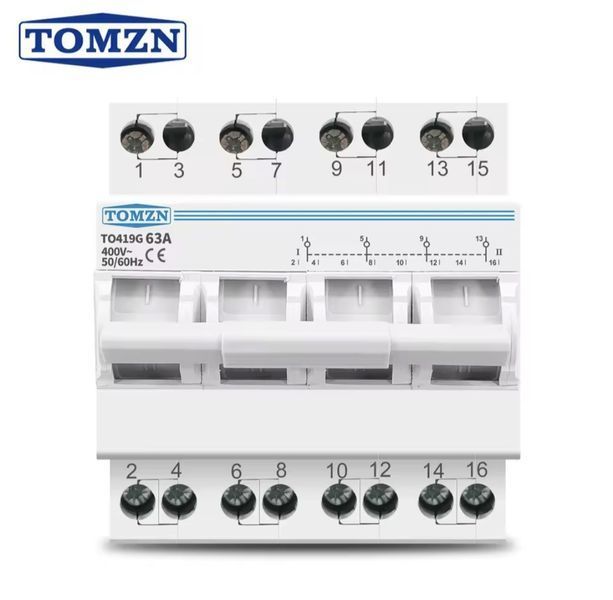 Ручной переключатель ввода TOMZN 63A 4P I-0-II (сеть/генератор) на DIN-рейку SKU-00182 фото