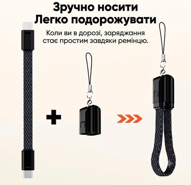 Кабель-брелок Type-C to Lightning (22W, 12 см) кабель для айфона SKU-00298 фото