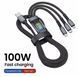 Кабель 3в1 Pilot 100W Lightning/Micro USB/Type-C міцний 3 в 1 шнур з роз'ємами lightning, micro usb, type C SKU-00036 фото 5